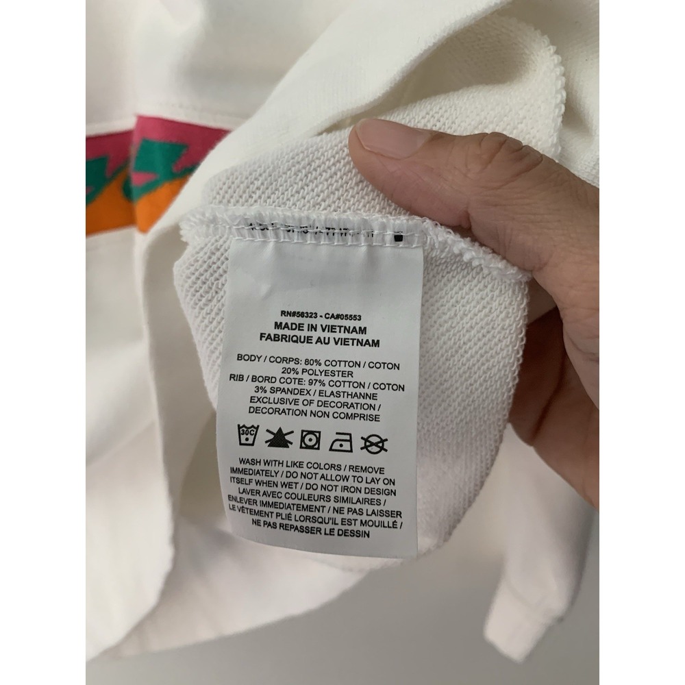 Nike Sportswear "Not A Sample" Crewneck Pullover White Colorful Band XS Oversize - Picture 7 of 9